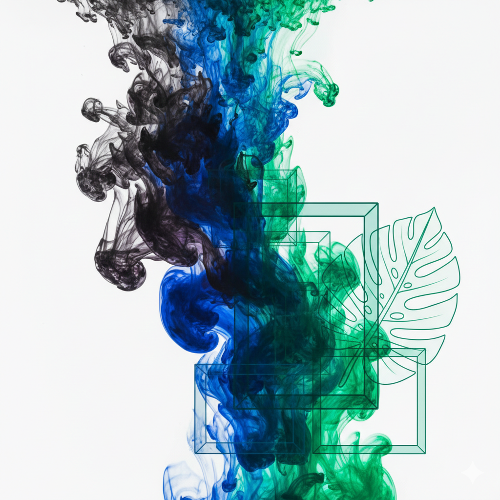 Abstract ink and chemical pigments dispersing to represent harmful chemicals in wall décor